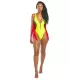 Color-Block V-Neck Zipper Split-Joint Tasseled One-Piece Swimwear Color-Block V-Neck Zipper Split-Joint Tasseled One-Piece Swimwear
