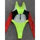 Color-Block V-Neck Zipper Split-Joint Tasseled One-Piece Swimwear Color-Block V-Neck Zipper Split-Joint Tasseled One-Piece Swimwear