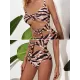 Stylish Spaghetti-Neck Tiger Print Hollow Bandage One-Piece Swimwear Stylish Spaghetti-Neck Tiger Print Hollow Bandage One-Piece Swimwear