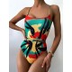 Color Blooming Spaghetti-Neck Padded Backless Bandage One-Piece Swimwear Color Blooming Spaghetti-Neck Padded Backless Bandage One-Piece Swimwear