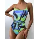 Color Blooming Spaghetti-Neck Padded Backless Bandage One-Piece Swimwear Color Blooming Spaghetti-Neck Padded Backless Bandage One-Piece Swimwear