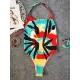 Color Blooming Spaghetti-Neck Padded Backless Bandage One-Piece Swimwear Color Blooming Spaghetti-Neck Padded Backless Bandage One-Piece Swimwear