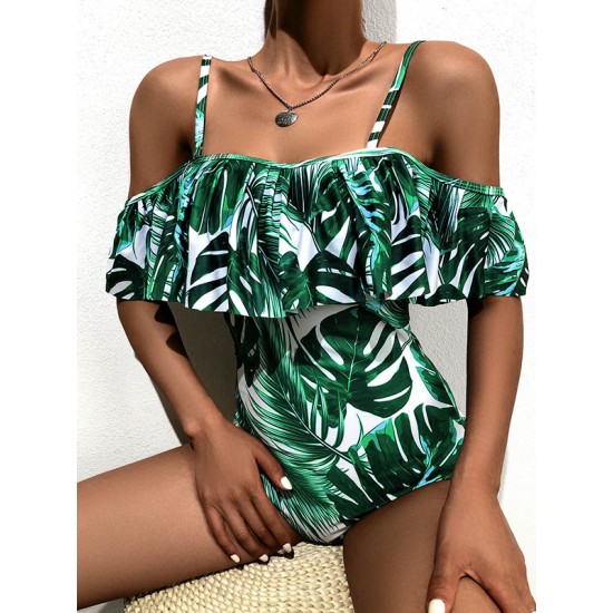 Monstera Ceriman Off-The-Shoulder Padded One-Piece Swimwear Monstera Ceriman Off-The-Shoulder Padded One-Piece Swimwear
