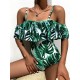 Monstera Ceriman Off-The-Shoulder Padded One-Piece Swimwear Monstera Ceriman Off-The-Shoulder Padded One-Piece Swimwear
