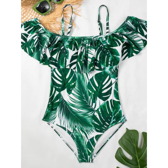 Monstera Ceriman Off-The-Shoulder Padded One-Piece Swimwear Monstera Ceriman Off-The-Shoulder Padded One-Piece Swimwear