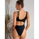 Belly-Hollow Solid Color Sleeveless Sexy One-Piece Monokini Swimwear Belly-Hollow Solid Color Sleeveless Sexy One-Piece Monokini Swimwear