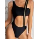 Belly-Hollow Solid Color Sleeveless Sexy One-Piece Monokini Swimwear Belly-Hollow Solid Color Sleeveless Sexy One-Piece Monokini Swimwear