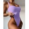 Sleeveless Solid Color Ruffled Sexy Slim One-Piece Swimwear