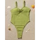 Sleeveless Solid Color Ruffled Sexy Slim One-Piece Swimwear Sleeveless Solid Color Ruffled Sexy Slim One-Piece Swimwear