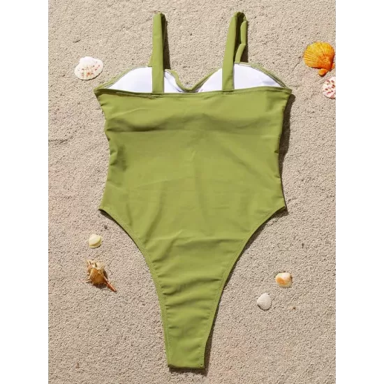 Sleeveless Solid Color Ruffled Sexy Slim One-Piece Swimwear Sleeveless Solid Color Ruffled Sexy Slim One-Piece Swimwear