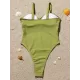 Sleeveless Solid Color Ruffled Sexy Slim One-Piece Swimwear Sleeveless Solid Color Ruffled Sexy Slim One-Piece Swimwear