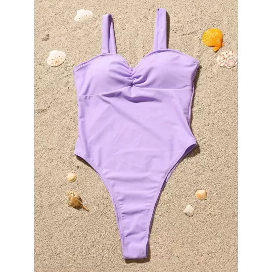 Sleeveless Solid Color Ruffled Sexy Slim One-Piece Swimwear Sleeveless Solid Color Ruffled Sexy Slim One-Piece Swimwear