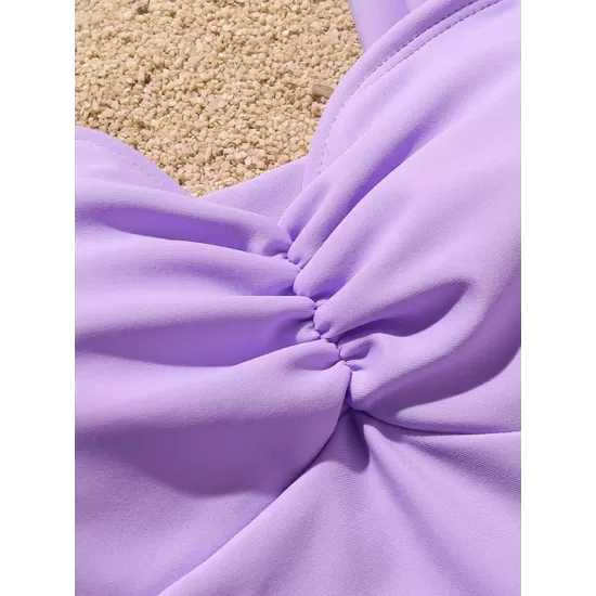 Sleeveless Solid Color Ruffled Sexy Slim One-Piece Swimwear Sleeveless Solid Color Ruffled Sexy Slim One-Piece Swimwear