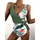 Deep V-Neck Monstera Ceriman Split-Joint One-Piece Swimwear Deep V-Neck Monstera Ceriman Split-Joint One-Piece Swimwear