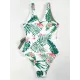 Deep V-Neck Monstera Ceriman Split-Joint One-Piece Swimwear Deep V-Neck Monstera Ceriman Split-Joint One-Piece Swimwear