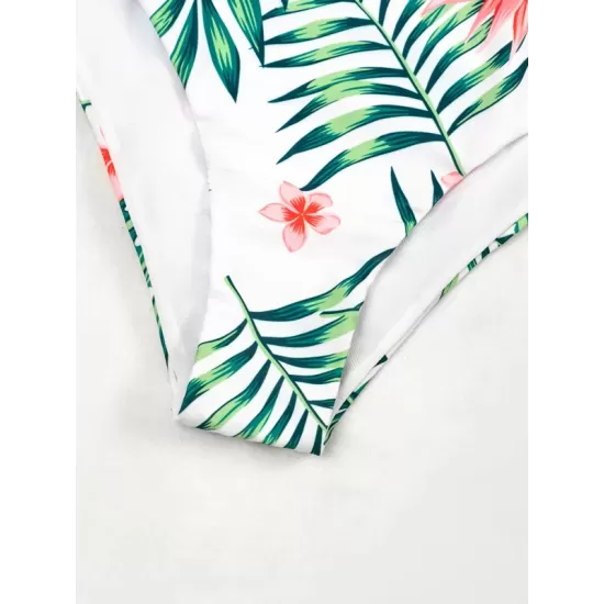 Deep V-Neck Monstera Ceriman Split-Joint One-Piece Swimwear Deep V-Neck Monstera Ceriman Split-Joint One-Piece Swimwear