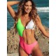 Belly-Hollow Color-Block Sleeveless Backless One-Piece Monokini Swimwear Belly-Hollow Color-Block Sleeveless Backless One-Piece Monokini Swimwear