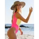Belly-Hollow Color-Block Sleeveless Backless One-Piece Monokini Swimwear Belly-Hollow Color-Block Sleeveless Backless One-Piece Monokini Swimwear