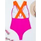 Deep V-Neck Solid Color Sexy Slim Backless One-Piece Swimwear Deep V-Neck Solid Color Sexy Slim Backless One-Piece Swimwear