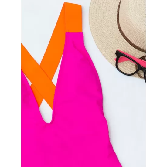 Deep V-Neck Solid Color Sexy Slim Backless One-Piece Swimwear Deep V-Neck Solid Color Sexy Slim Backless One-Piece Swimwear