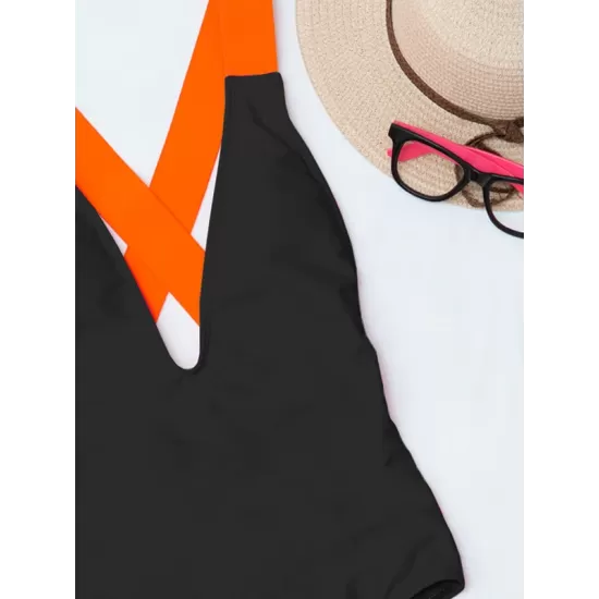 Deep V-Neck Solid Color Sexy Slim Backless One-Piece Swimwear Deep V-Neck Solid Color Sexy Slim Backless One-Piece Swimwear