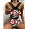 Strapless Floral Padded Backless Split-Joint One-Piece Swimwear