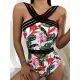Strapless Floral Padded Backless Split-Joint One-Piece Swimwear Strapless Floral Padded Backless Split-Joint One-Piece Swimwear