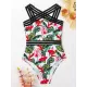 Strapless Floral Padded Backless Split-Joint One-Piece Swimwear Strapless Floral Padded Backless Split-Joint One-Piece Swimwear