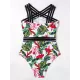 Strapless Floral Padded Backless Split-Joint One-Piece Swimwear Strapless Floral Padded Backless Split-Joint One-Piece Swimwear