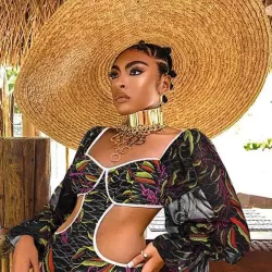 Belly-Hollow V-Neck Floral Flared Sleeves One-Piece Monokini Swimwear