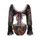 Belly-Hollow V-Neck Floral Flared Sleeves One-Piece Monokini Swimwear Belly-Hollow V-Neck Floral Flared Sleeves One-Piece Monokini Swimwear