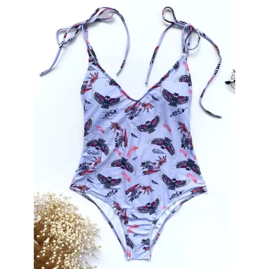 Spaghetti-Neck Animal Print Backless Sexy Slim One-Piece Swimwear Spaghetti-Neck Animal Print Backless Sexy Slim One-Piece Swimwear