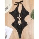 Belly-Hollow Halterneck Hollow Bandage Backless One-Piece Monokini Swimwear Belly-Hollow Halterneck Hollow Bandage Backless One-Piece Monokini Swimwear