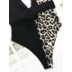 Deep V-Neck Color-Block Metal Button Sexy Slim One-Piece Swimwear Deep V-Neck Color-Block Metal Button Sexy Slim One-Piece Swimwear