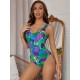 Cute Fruit Print U-Neck Sexy Slim Backless One-Piece Swimwear Cute Fruit Print U-Neck Sexy Slim Backless One-Piece Swimwear