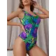 Cute Fruit Print U-Neck Sexy Slim Backless One-Piece Swimwear Cute Fruit Print U-Neck Sexy Slim Backless One-Piece Swimwear