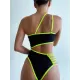 One-Shoulder Hollow Contrast Color One-Piece Swimwear One-Shoulder Hollow Contrast Color One-Piece Swimwear
