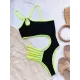One-Shoulder Hollow Contrast Color One-Piece Swimwear One-Shoulder Hollow Contrast Color One-Piece Swimwear