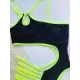 One-Shoulder Hollow Contrast Color One-Piece Swimwear One-Shoulder Hollow Contrast Color One-Piece Swimwear
