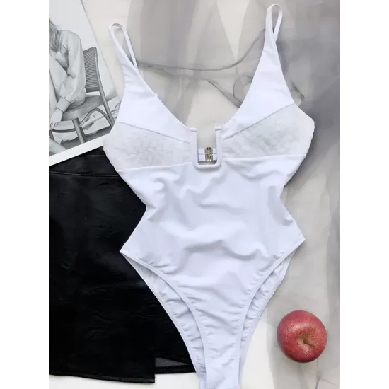 Sexy U-Neck Solid Color One-Piece Swimwear Sexy U-Neck Solid Color One-Piece Swimwear