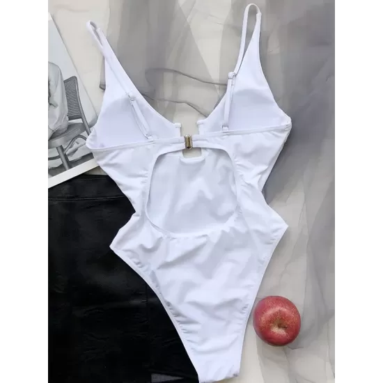 Sexy U-Neck Solid Color One-Piece Swimwear Sexy U-Neck Solid Color One-Piece Swimwear