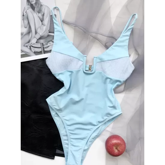 Sexy U-Neck Solid Color One-Piece Swimwear Sexy U-Neck Solid Color One-Piece Swimwear