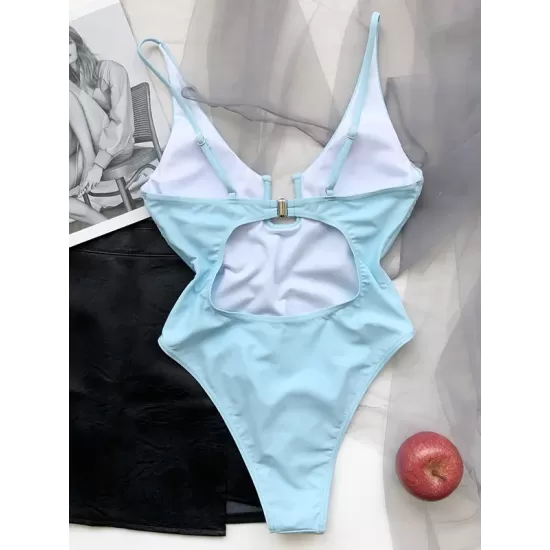 Sexy U-Neck Solid Color One-Piece Swimwear Sexy U-Neck Solid Color One-Piece Swimwear