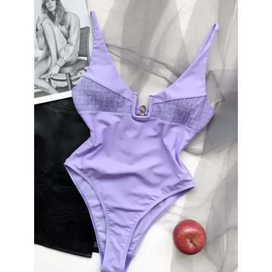 Sexy U-Neck Solid Color One-Piece Swimwear Sexy U-Neck Solid Color One-Piece Swimwear