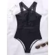 Solid Color See-Through Backless One-Piece Swimwear Solid Color See-Through Backless One-Piece Swimwear