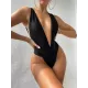 Solid Backless Plunging One-Piece Swimsuit Solid Backless Plunging One-Piece Swimsuit