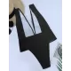 Solid Backless Plunging One-Piece Swimsuit Solid Backless Plunging One-Piece Swimsuit