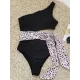 One-Shoulder Belly-Hollow Bandage Split-Joint One-Piece Swimsuit One-Shoulder Belly-Hollow Bandage Split-Joint One-Piece Swimsuit