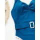 Solid Color Belt Decor Backless One Piece Swimsuit Solid Color Belt Decor Backless One Piece Swimsuit