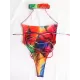 Gradient Color Bandage Backless One-Piece Swimwear Gradient Color Bandage Backless One-Piece Swimwear